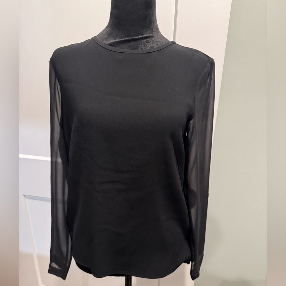 Rag & Bone Part Sheer Long Sleeve Open Back Black - image 1